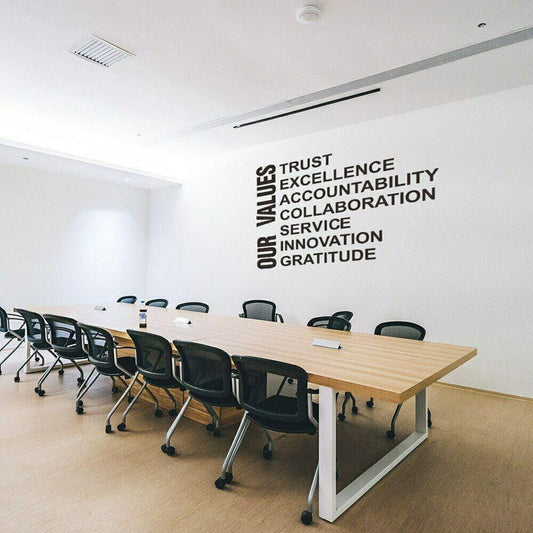 Our Values Large Wall Art Sticker Inspirational Quote Vinyl Decal Office School
