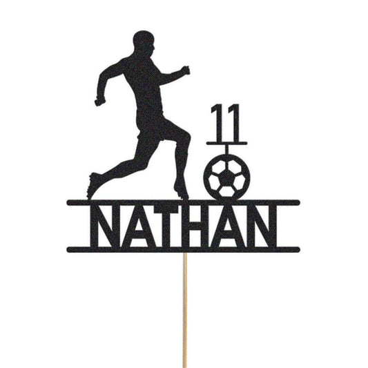 Personalised Football Cake Topper Footballer Birthday Decoration Any Name & Age