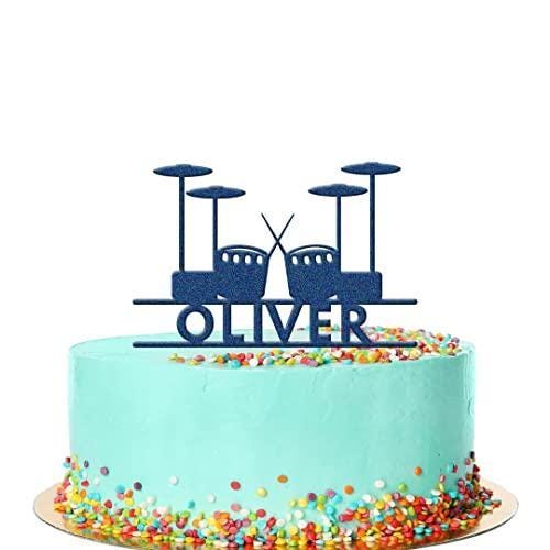 Personalised Name Drum Kit Birthday Cake Topper Drummer Music Acrylic Decoration