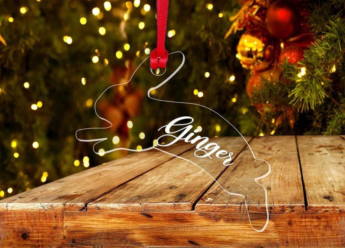 Personalised Rabbit Christmas Bauble Pet Bunny Name Xmas Tree Decoration Gift