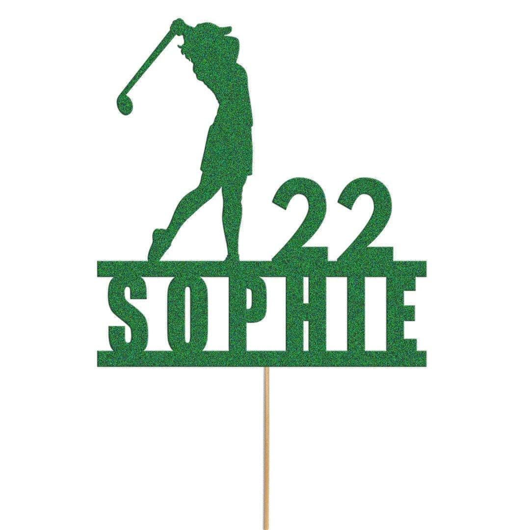 Custom Golf Cake Topper Personalised Lady Golfer Decoration Golfing Theme Any Name & Age