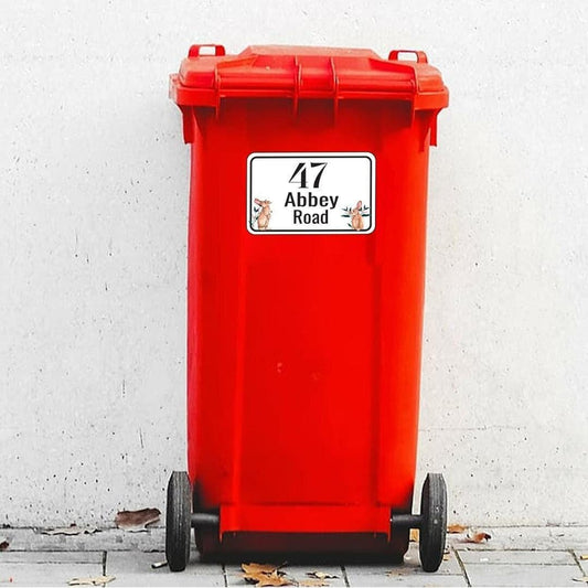 Personalised Rabbit Wheelie Bin Sticker: Address Decal