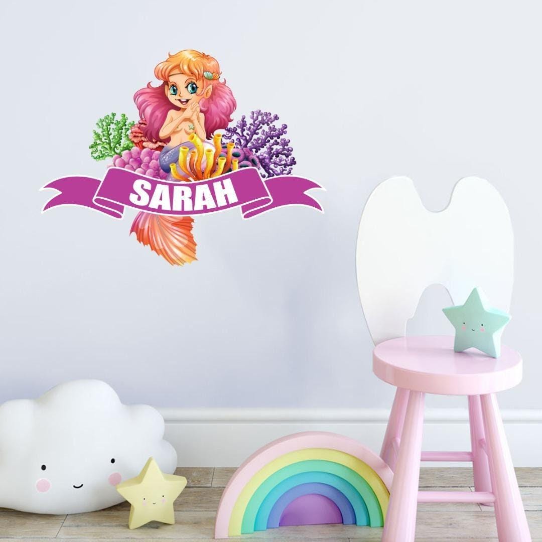 Personalised Sea Fish Girl Wall Sticker Name Vinyl Decal Kids Nursery Bedroom
