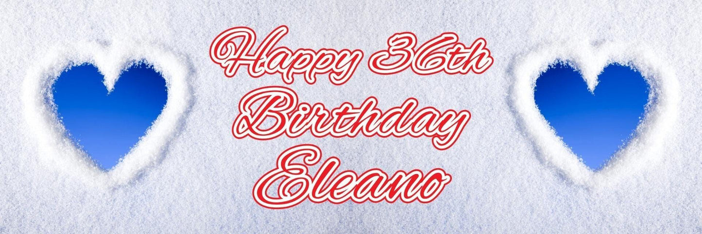 2 Personalised Blue Heart Birthday Party Celebration Banners Decoration Posters