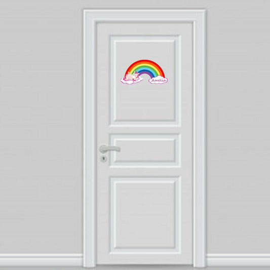 Personalised Unicorn Wall Sticker Girls Bedroom Nursery Kids Name Rainbow Vinyl