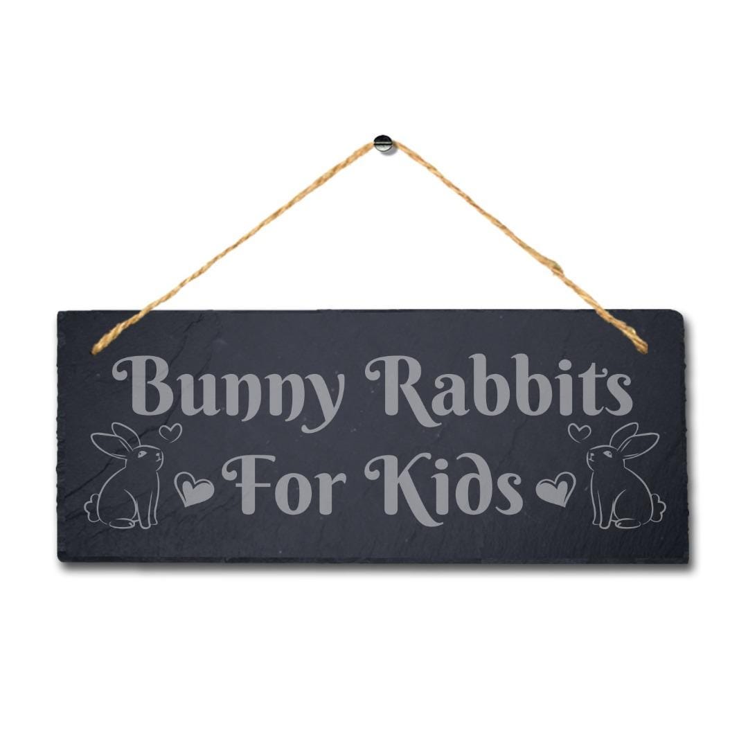 Laser Engraved Bunny Slate Plaque: Kids Room Decor
