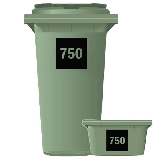 Personalized Wheelie Bin Sticker: Square Style, Custom Number