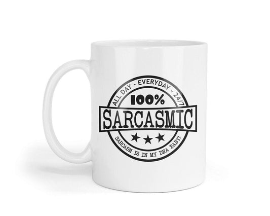 All Day Everyday 24/7 100% Sarcasmic - Ceramic Novelty Mug & Coaster Coffee Tea Cup Gift