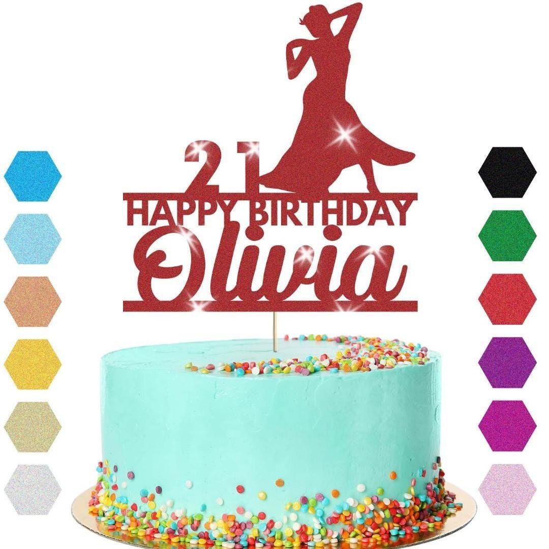 Dress Dancing Cake Topper Personalised Girls Birthday Decoration Any Name & Age