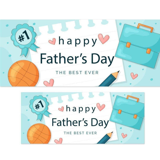 2x Best Dad Ever Banner - Happy Fathers Day Party Decor - Poster for Celebrating Dad Party