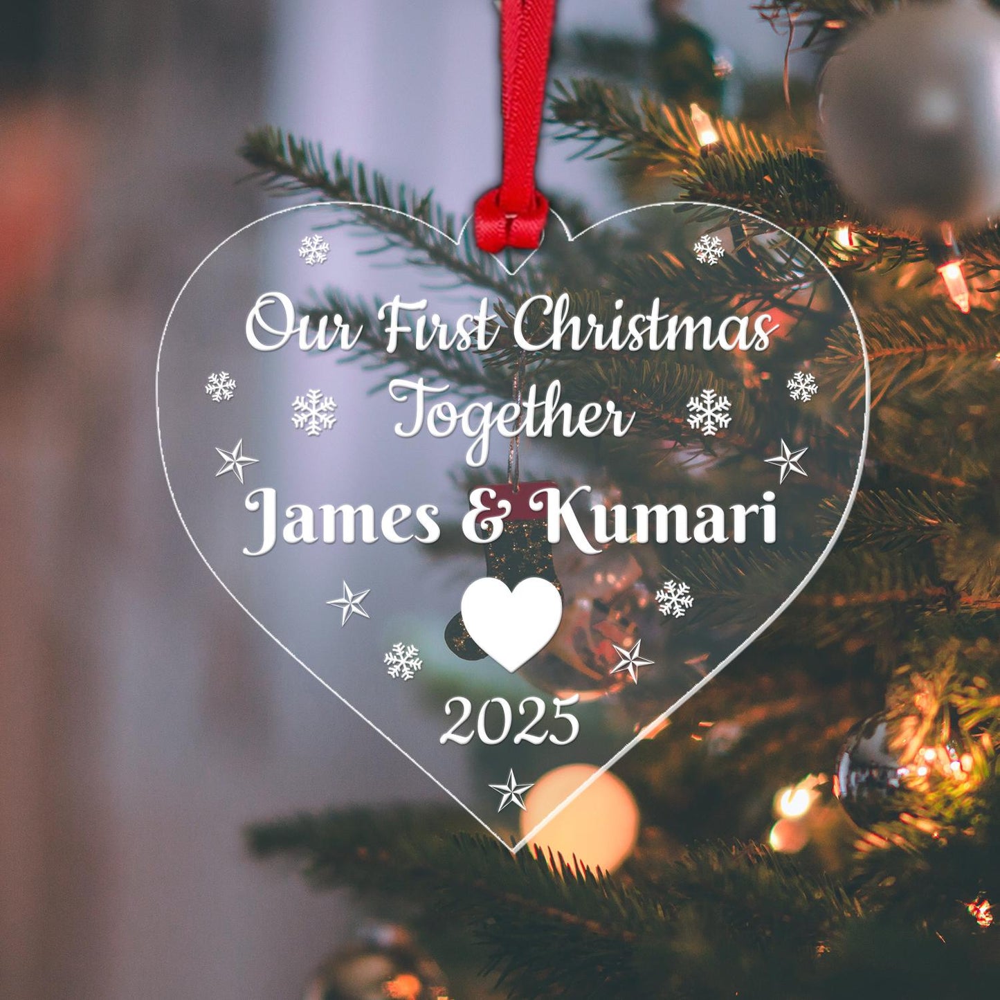 Personalised First Christmas Together Bauble 1st Xmas Engaged Decoration Gift