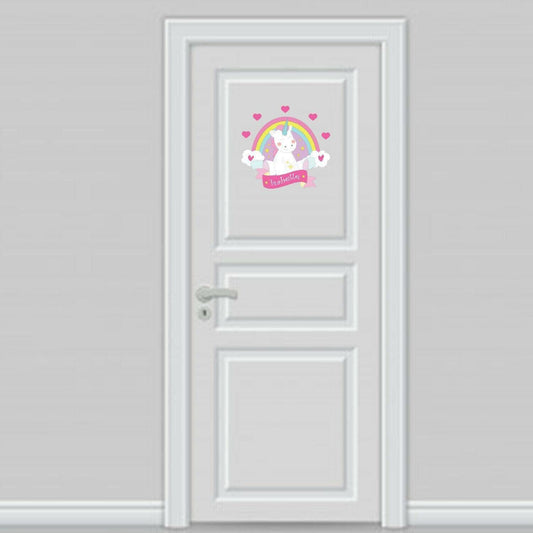 Unicorn Wall Sticker Personalised Girls Bedroom Nursery Kids Name Rainbow Vinyl