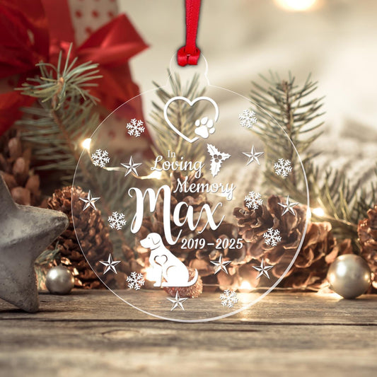 Personalised Memorial Christmas Bauble Dog Cat Pet Memorial Any Name Keepsake Gift