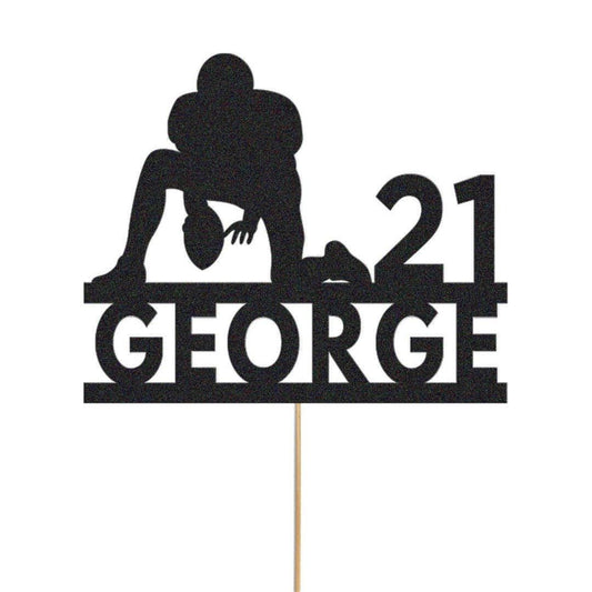 Personalised Glitter Rugby Cake Topper: Any Name & Age