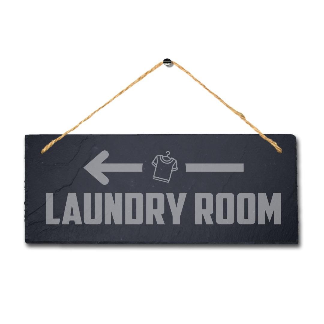 Laundry Room Laser Engraved Hanging Slate Washing Area Home Decor Plaque Sign