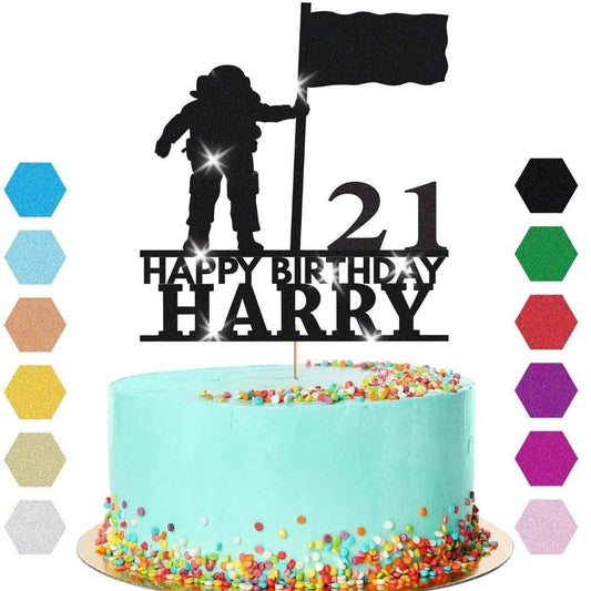 Astronaut Moon Cake Topper Personalised Boys Birthday Decoration Any Name & Age