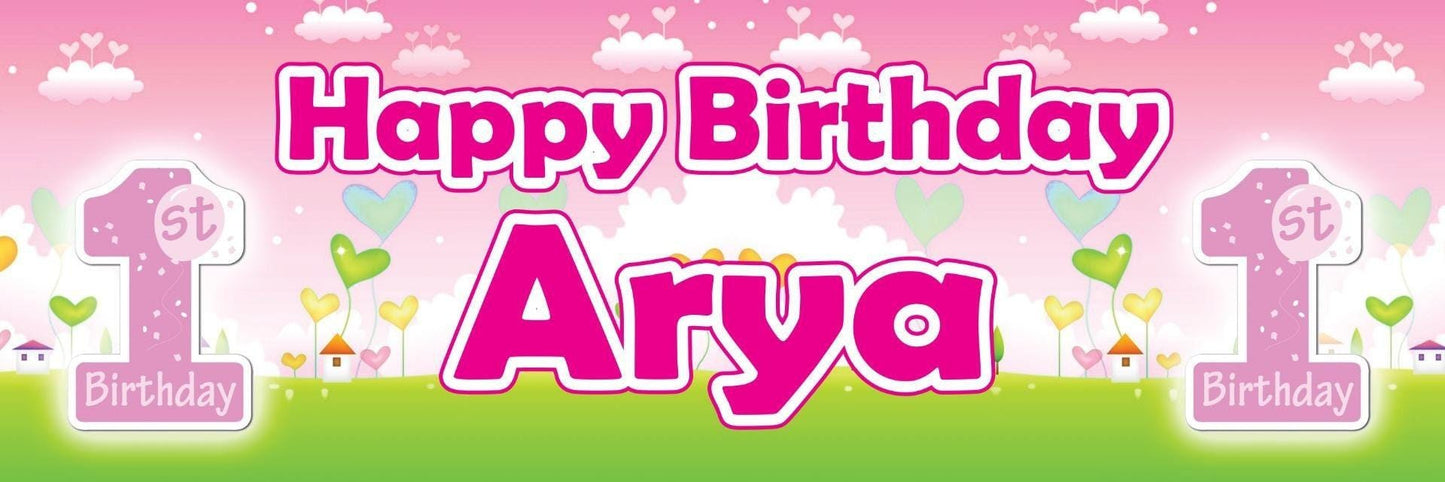 Personalised 1st Birthday Banner: Custom Name Party Decoration (Set of 2)