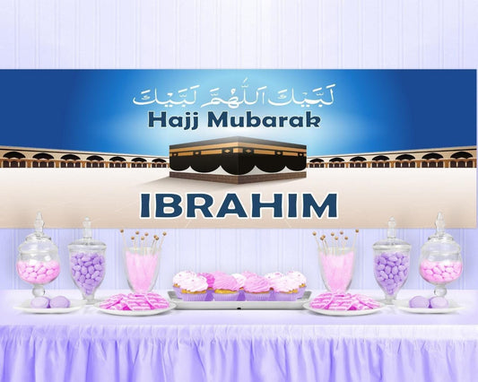 Personalised Hajj Mubarak Banner: Set of 2 Celebration Banners