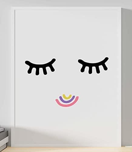 Cute Eyelashes Smile Colours Nursery Bedroom Boys Girls Wall Decor Poster Print