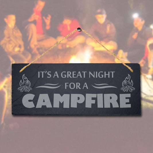 Campfire Laser Engraved Slate Camping Plaque: Caravan Decor