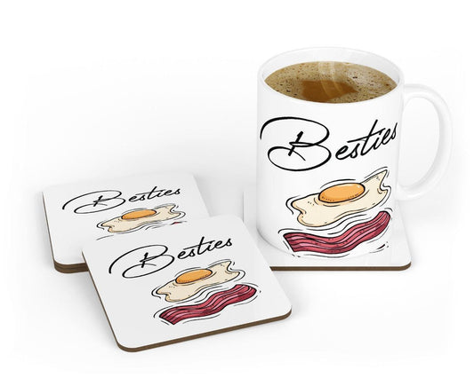 Besties Bacon & Egg Mug and Coaster Set: Friendship Gift