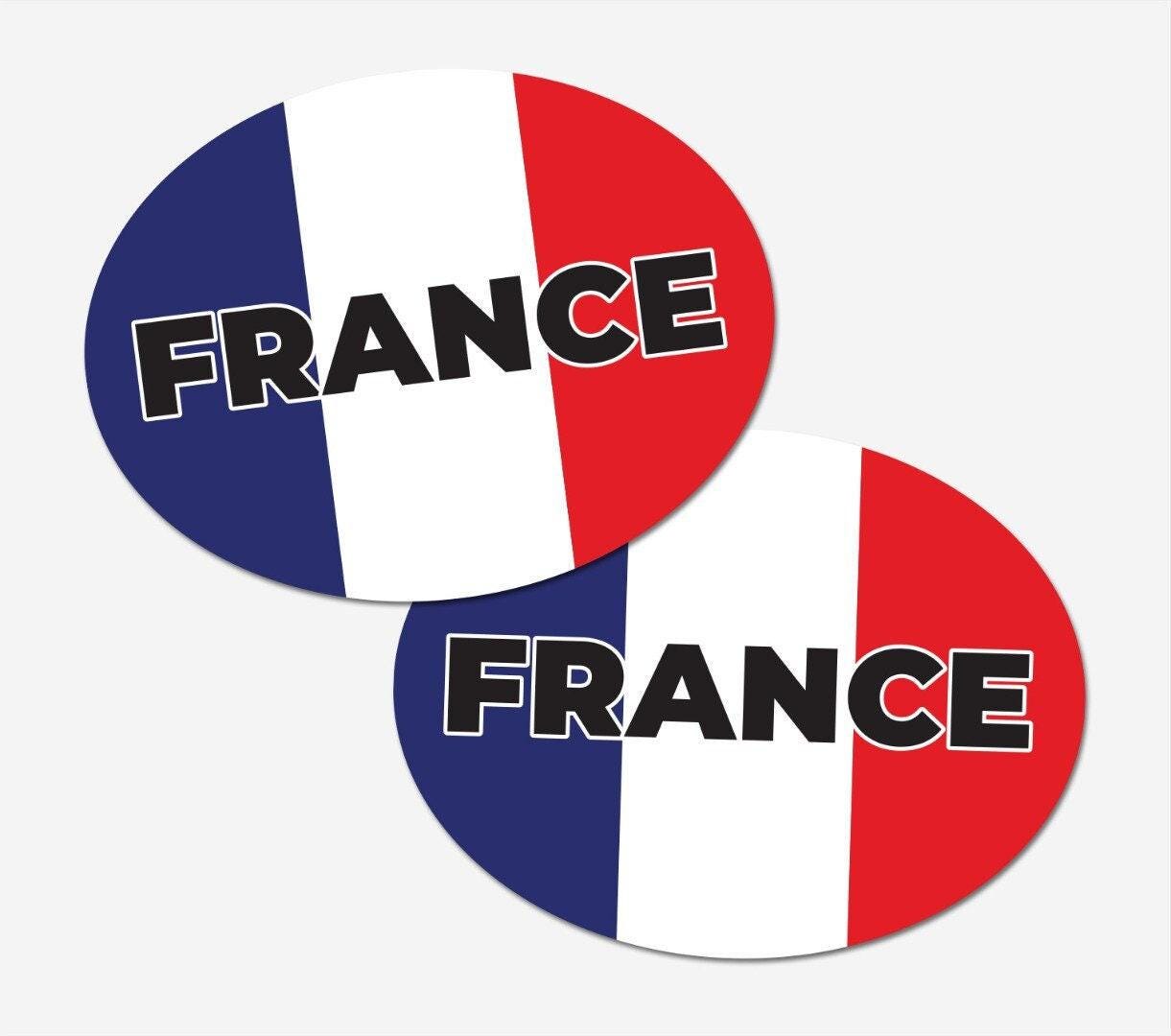 2 X France Flag Oval Car Stickers - Self-Adhesive Vinyl