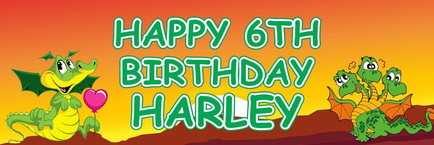 2 Personalised Dragon Birthday Party Celebration Banners Decoration Posters