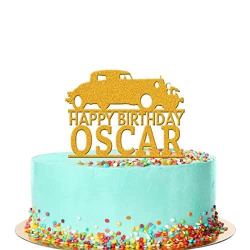 Personalised Acrylic Vintage Car Vehicle Boys Birthday Cake Topper Decoration