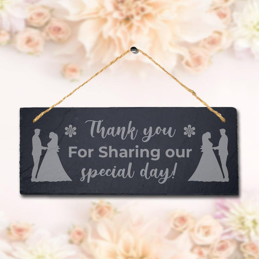 Thank You For Sharing Our Day Laser Engraved Slate Wedding Venue Plaque Sign