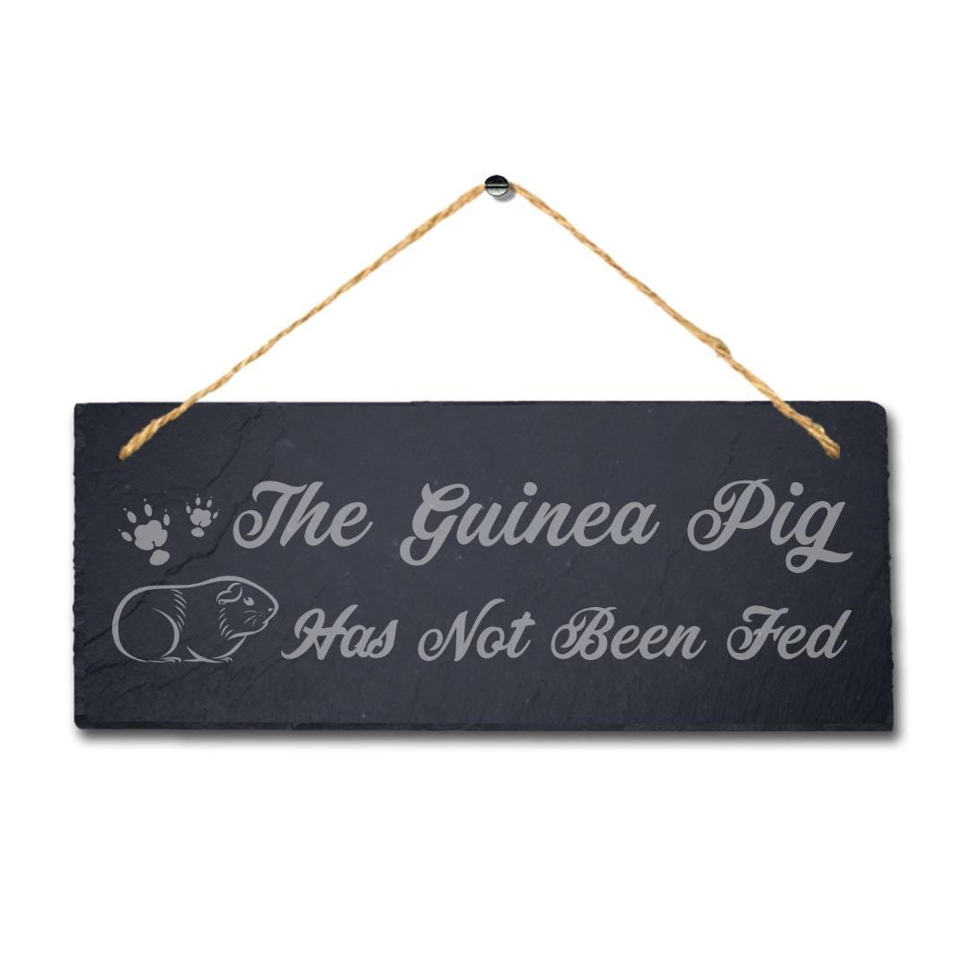 The Guinea Pig Has Not Been Fed Laser Engraved Hanging Slate Pigsty Plaque Sign