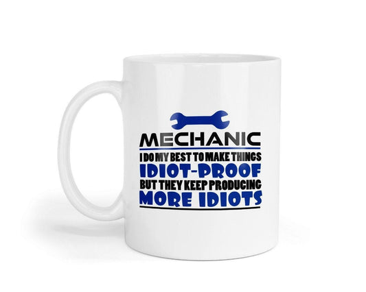 Funny Mechanic Mug & Coaster Set: Novelty Coffee Tea Cup Gift