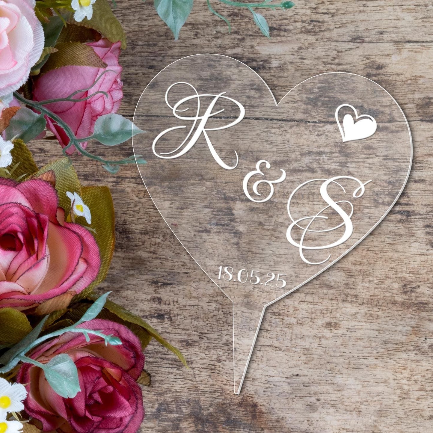 Personalised Monogram Initials Cake Topper Wedding Engagement Heart Decoration