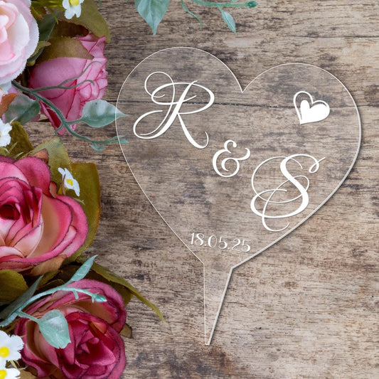 Personalised Monogram Initials Cake Topper Wedding Engagement Heart Decoration