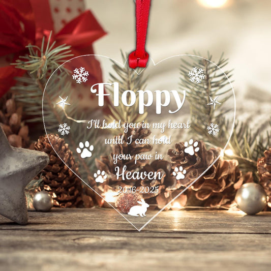 Personalised Rabbit Memory Christmas Bauble Pet Xmas Memorial Decoration Gift