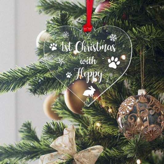 Personalised Rabbit's 1st Christmas Bauble Pet First Xmas Tree Decoration Gift