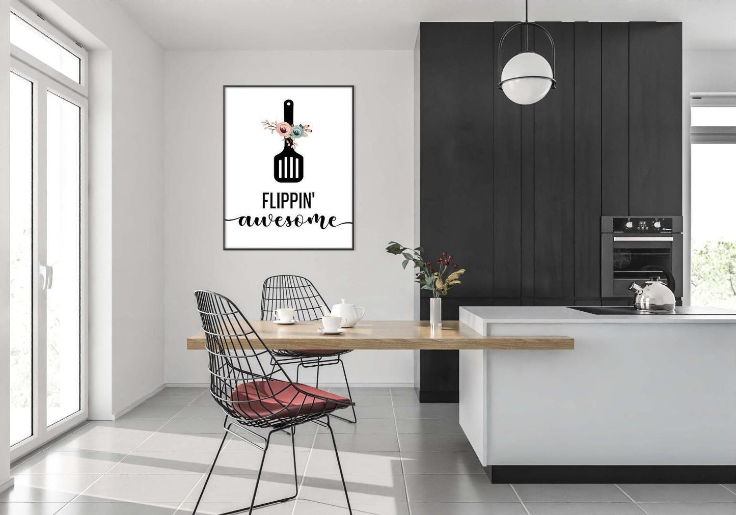 Flippin Awesome Kitchen Minimalist Portrait Wall Home Dining Decor Print Poster