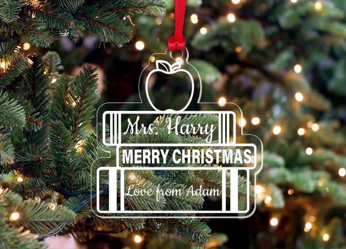 Personalised Christmas Bauble Teacher Assistant Nursery Books Apple Xmas Gift