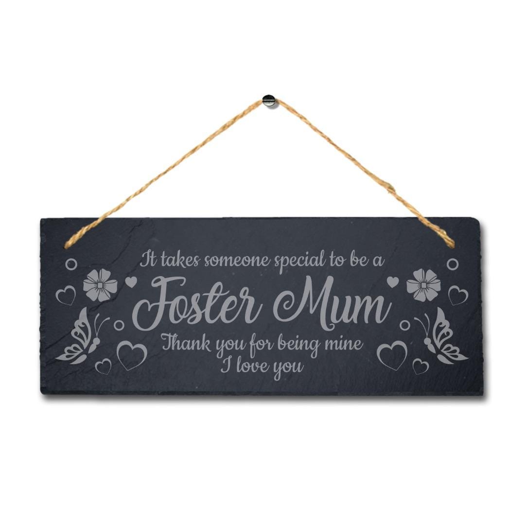 Hanging Slate Special Foster Mum Engraved Plaque Mummy Mothers Day Gift Sign