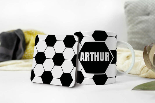 Personalised Football Mug & Coaster Set: Birthday Gift