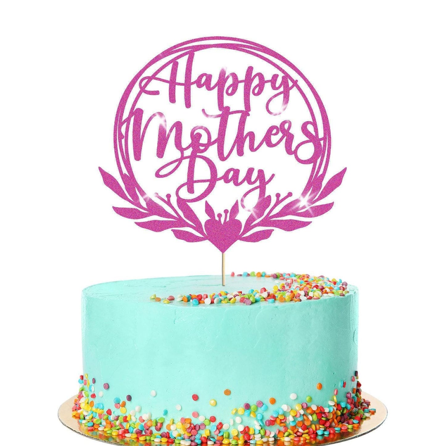 Happy Mothers Day Glitter Cake Topper Birthday Celebration Decoration