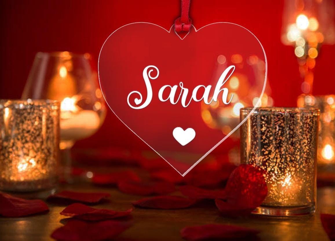 Personalised Name Bauble Christmas Couple Gift Valentines Day Heart Keepsake