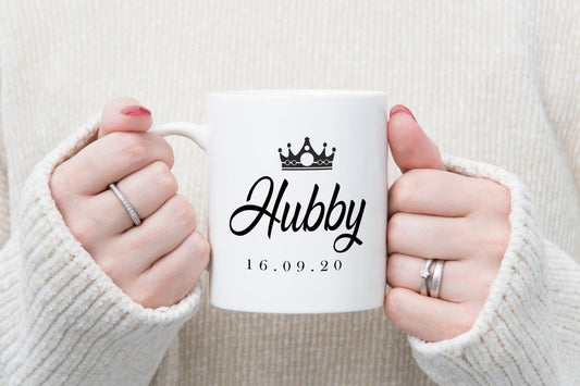 Personalised Hubby Wifey Couple Mugs Gift Wedding Anniversary Present Coffee Couple Mug Set Customdate&name
