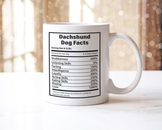 Dachshund Dog Facts Mug Coffee Tea Cup Longhair Sausage Puppy Pet Lovers Gift