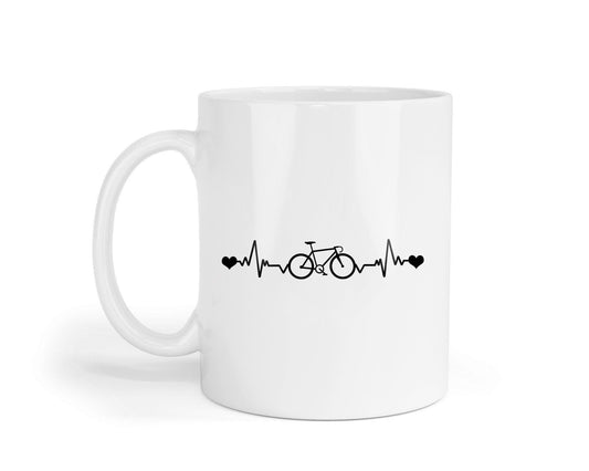 Cycle Heartbeat - Ceramic Novelty Mug & Coaster Coffee Tea Cup Fitness Freak Office Gift