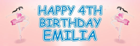 2 Personalised Pretty Ballerina Birthday Celebration Banners Decoration Posters