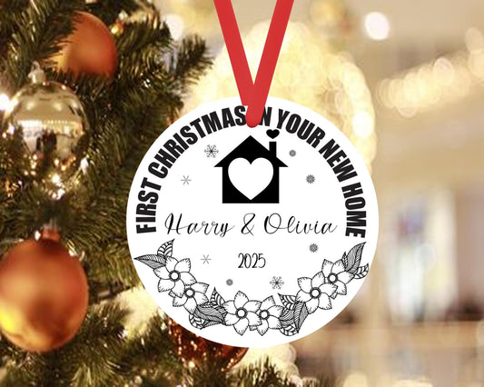 Personalised First Christmas In Your New Home Xmas Ceramic Ornament Hanging Gift