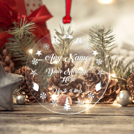 Personalised Christmas Bauble Any Name Any Text Custom Xmas Tree Decoration Gift