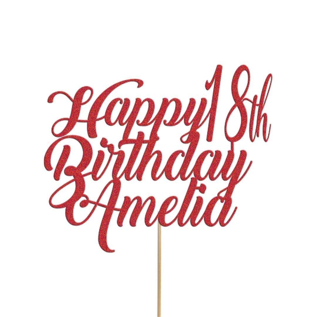Personalised Cake Topper Any Custom & Text Birthday Wedding Glitter Decoration
