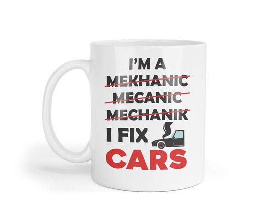 Mechanic Mug & Coaster Set: I Fix Cars, Novelty Gift