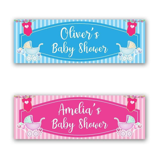 2 Personalised Baby Shower Celebration Banners - New Mum To Be - Party Decoration Posters